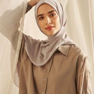 Grey Chiffon Hijab Head Scarf Wrap Modest EUC